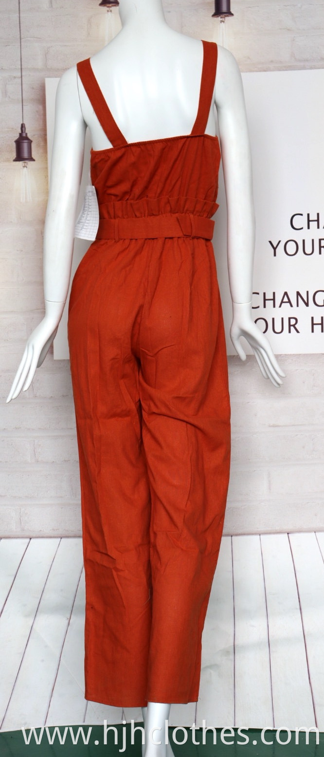 Woven Linen Jumpsuit For Ladies